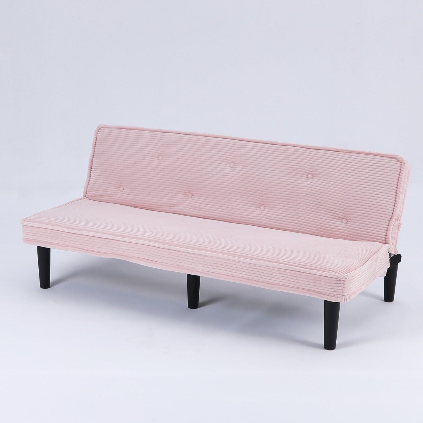 This 66-inch corduroy sofa bed can switch between the two comfortable forms