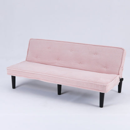 This 66-inch corduroy sofa bed can switch between the two comfortable forms