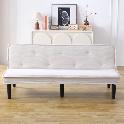 This 66-inch corduroy sofa bed can switch between the two comfortable forms