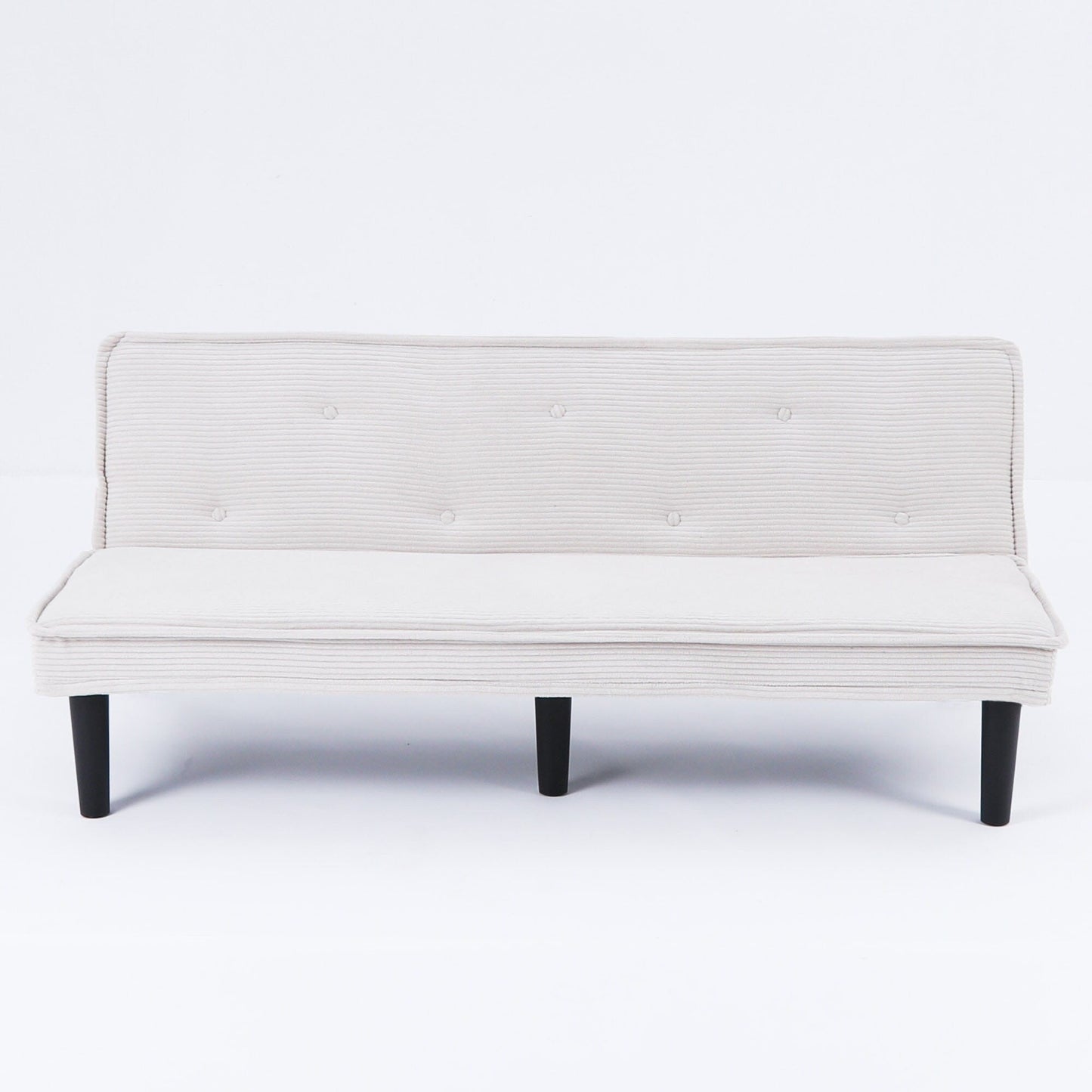 This 66-inch corduroy sofa bed can switch between the two comfortable forms