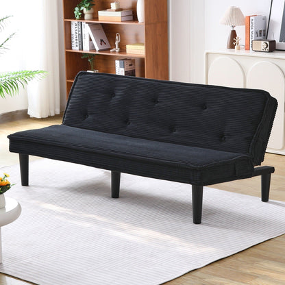 This 66-inch corduroy sofa bed can switch between the two comfortable forms