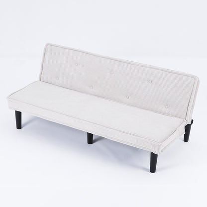 This 66-inch corduroy sofa bed can switch between the two comfortable forms