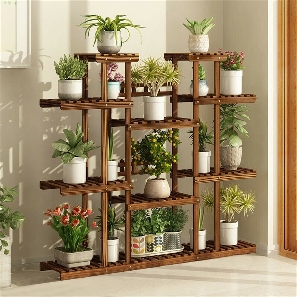 Supports à plantes à plusieurs niveaux, étagères en bois pour pots de fleurs