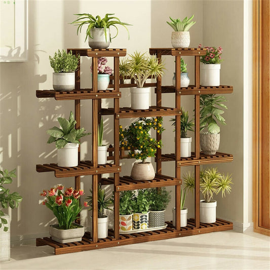 Supports à plantes à plusieurs niveaux, étagères en bois pour pots de fleurs