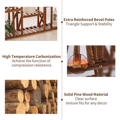 Supports à plantes à plusieurs niveaux, étagères en bois pour pots de fleurs