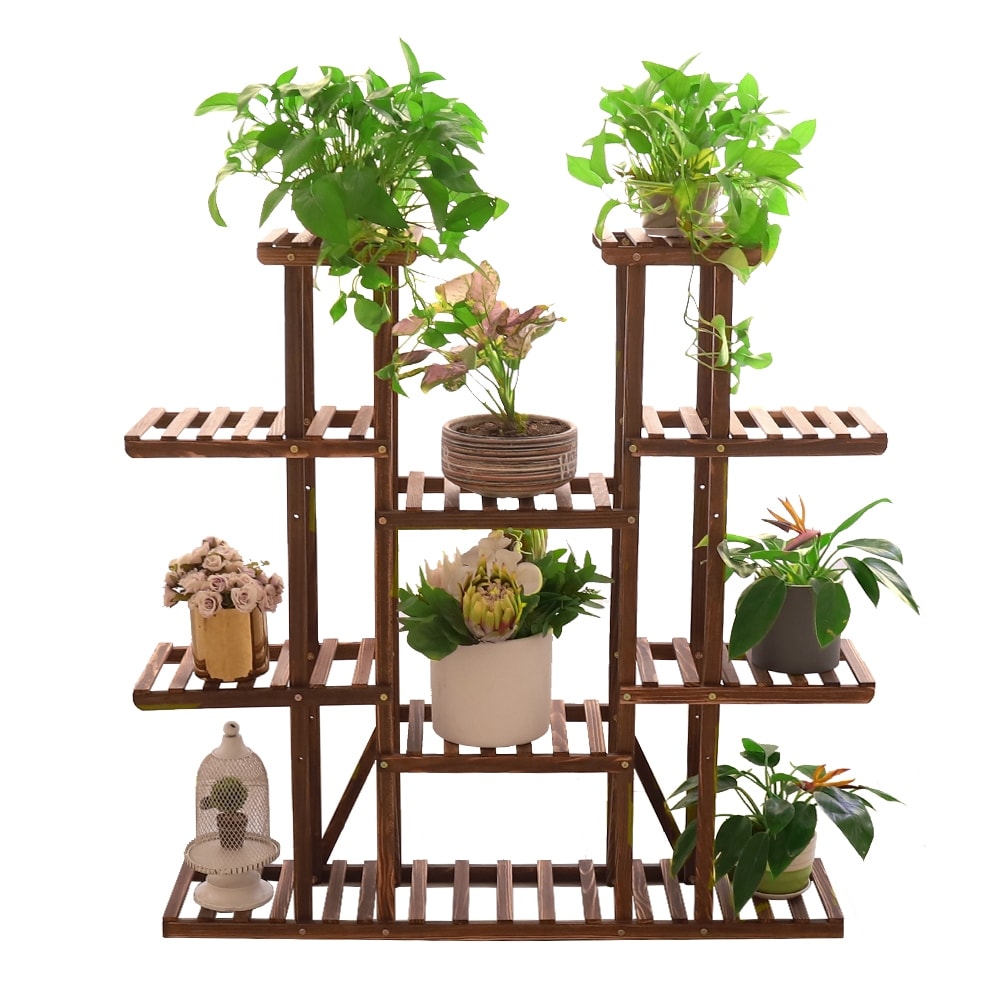 Supports à plantes à plusieurs niveaux, étagères en bois pour pots de fleurs
