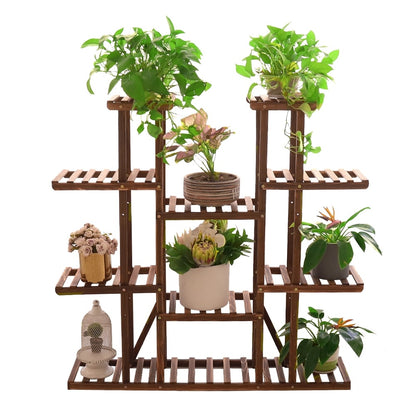 Supports à plantes à plusieurs niveaux, étagères en bois pour pots de fleurs