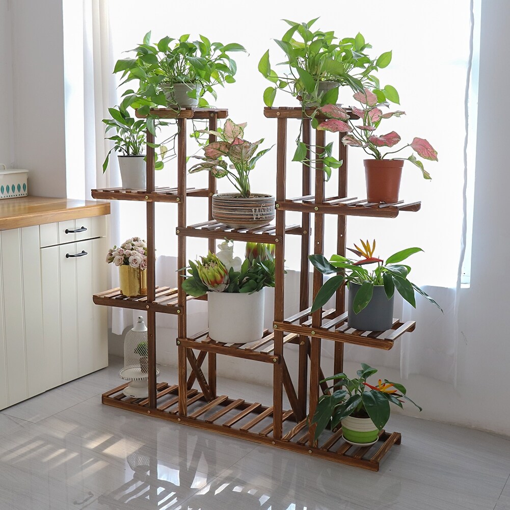 Supports à plantes à plusieurs niveaux, étagères en bois pour pots de fleurs