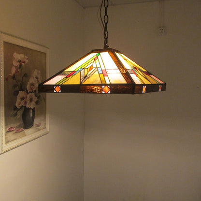Suspension Tiffany à 2 lumières en bronze noirâtre
