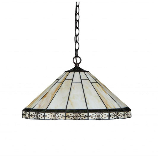 Suspension en bronze à 2 lumières de style Tiffany Mission Design