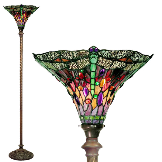Lampe torche libellule de style Tiffany