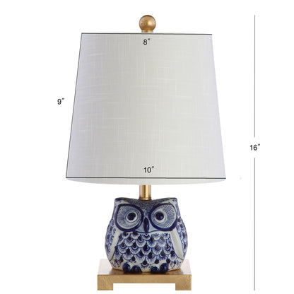 Mini lampe de table en céramique Tiki 16, bleu/blanc (lot de 2) par JONATHAN Y