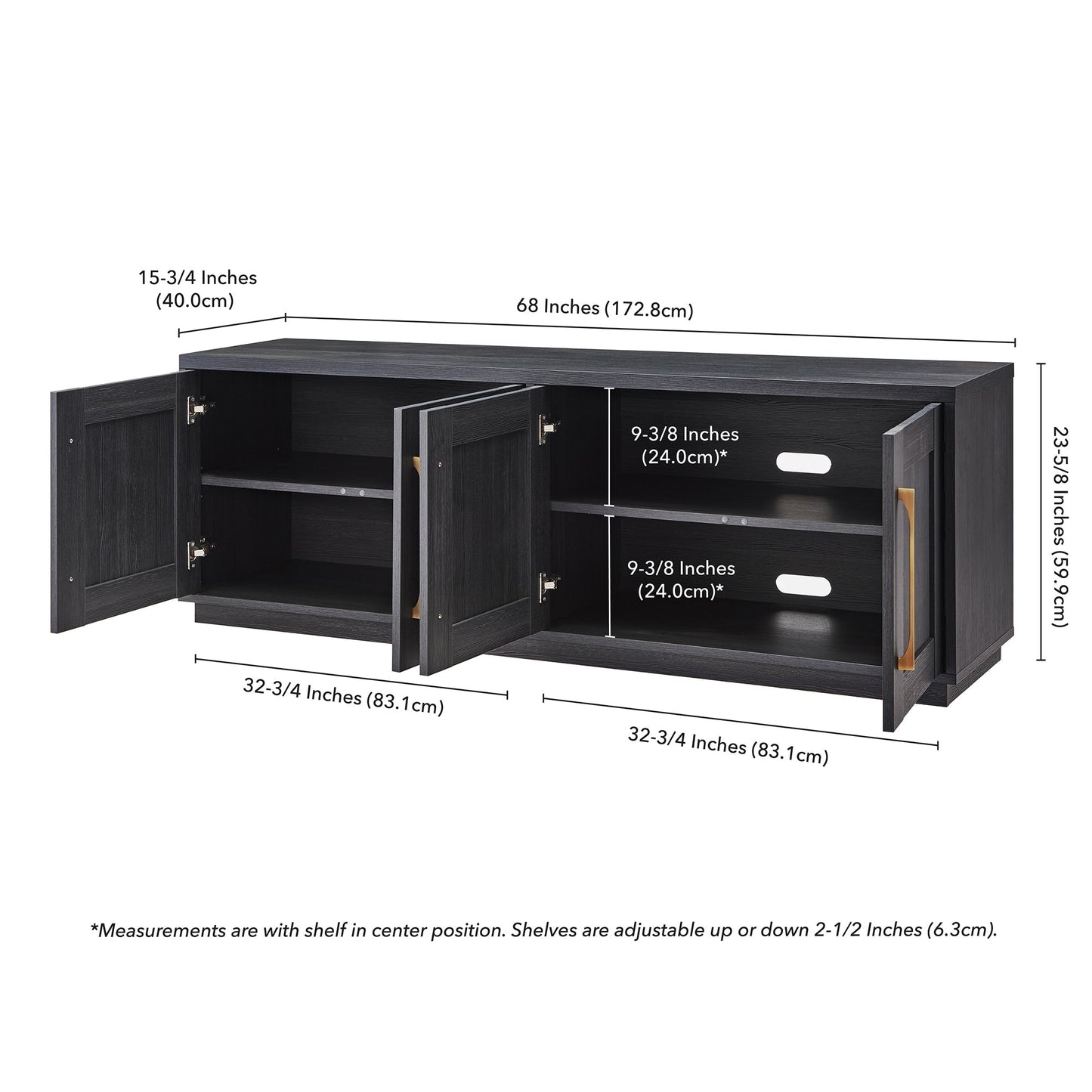Meuble TV rectangulaire Tillman pour téléviseurs jusqu'à 75