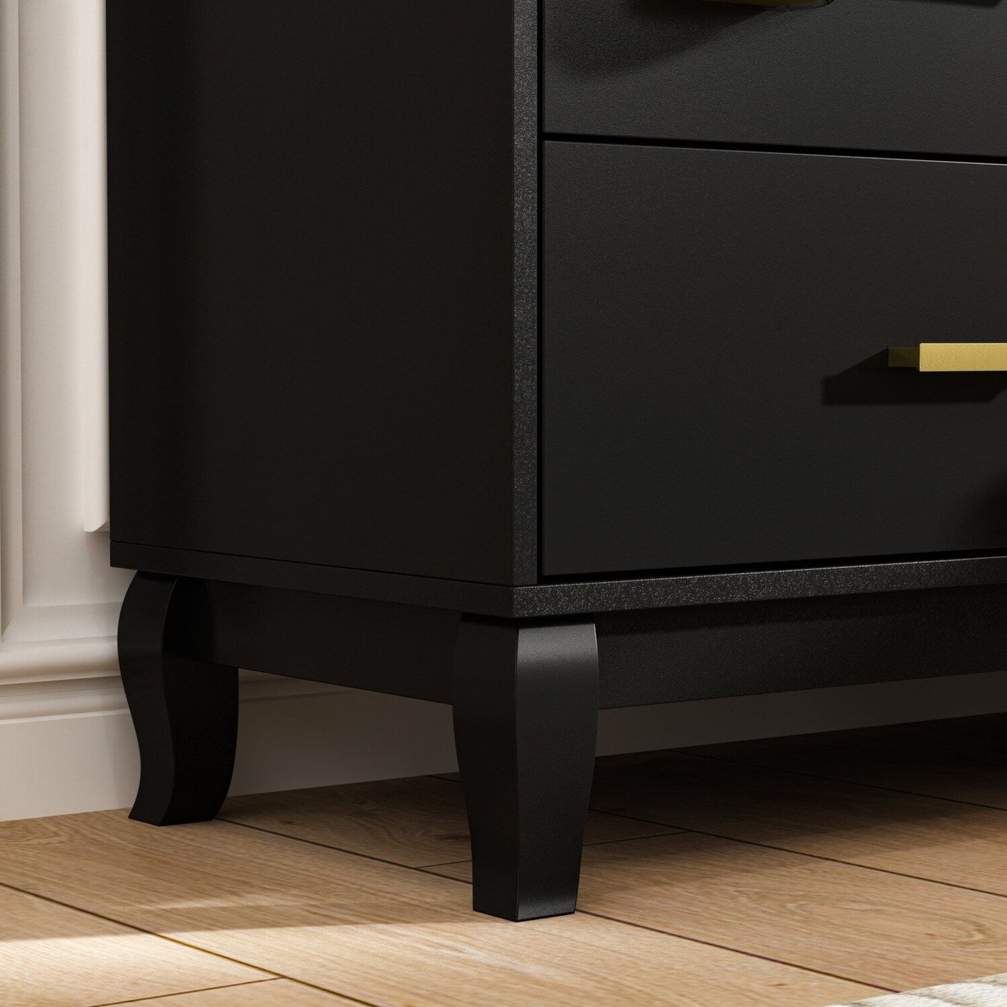 Commode double Timechee à 6 tiroirs, 47,2 po de largeur, pieds en bois massif, coffre laqué