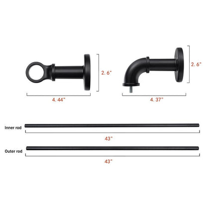 Tringles à rideaux industrielles UTOPIA ALLEY de 2,5 cm pour fenêtres, occultantes, enveloppantes, style rustique, noir mat