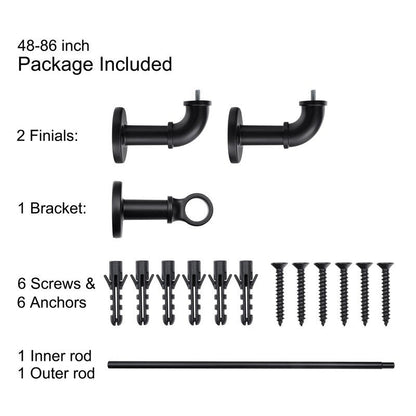 Tringles à rideaux industrielles UTOPIA ALLEY de 2,5 cm pour fenêtres, occultantes, enveloppantes, style rustique, noir mat