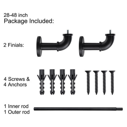 Tringles à rideaux industrielles UTOPIA ALLEY de 2,5 cm pour fenêtres, occultantes, enveloppantes, style rustique, noir mat