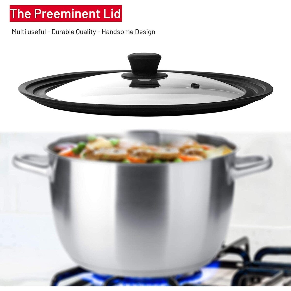 Couvercle rond universel pour poêles, casseroles et poêles, bord adapté aux ustensiles de cuisine de 10, 11 et 12 pouces - 12