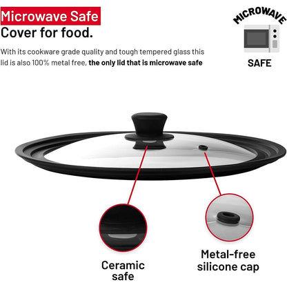 Couvercle rond universel pour poêles, casseroles et poêles, bord adapté aux ustensiles de cuisine de 10, 11 et 12 pouces - 12