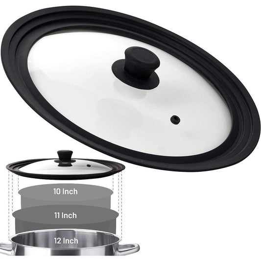 Couvercle rond universel pour poêles, casseroles et poêles, bord adapté aux ustensiles de cuisine de 10, 11 et 12 pouces - 12