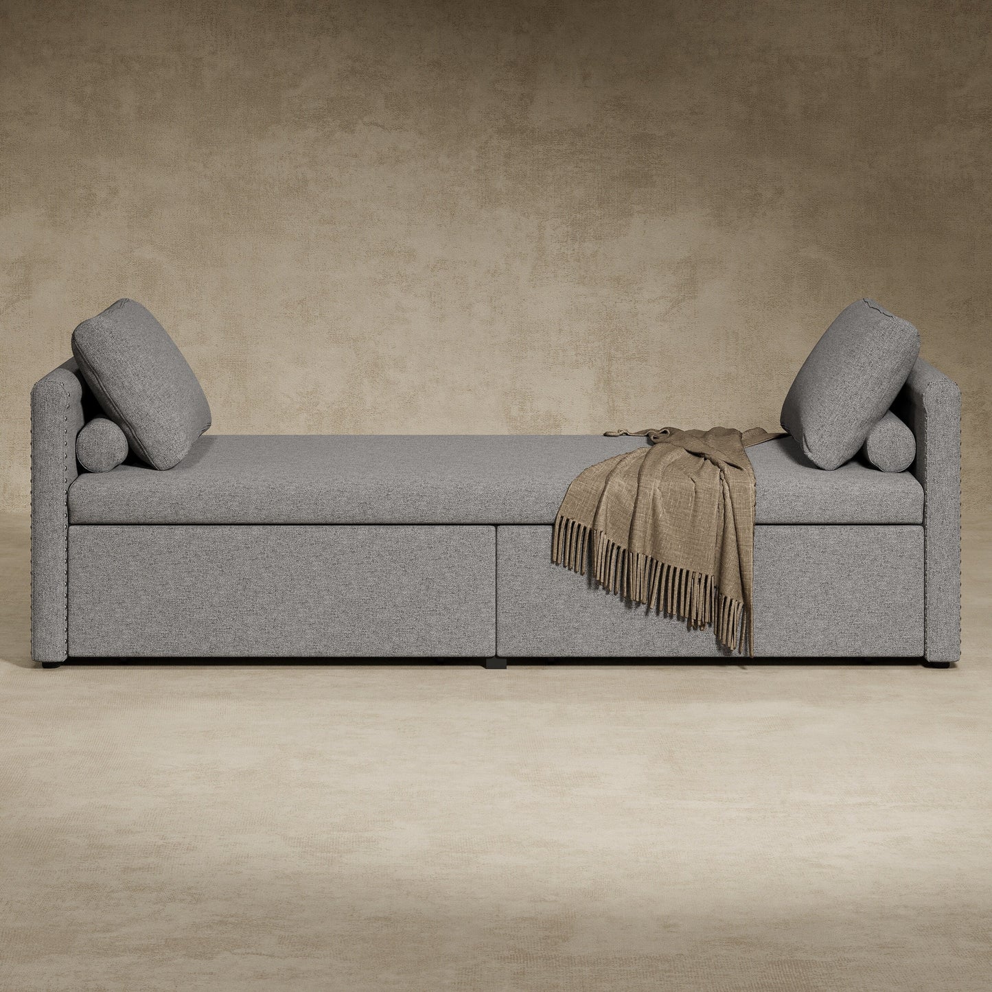 Upholstered Chaise Lounger Daybed with 2 Drawers by Harper&Bright Designs