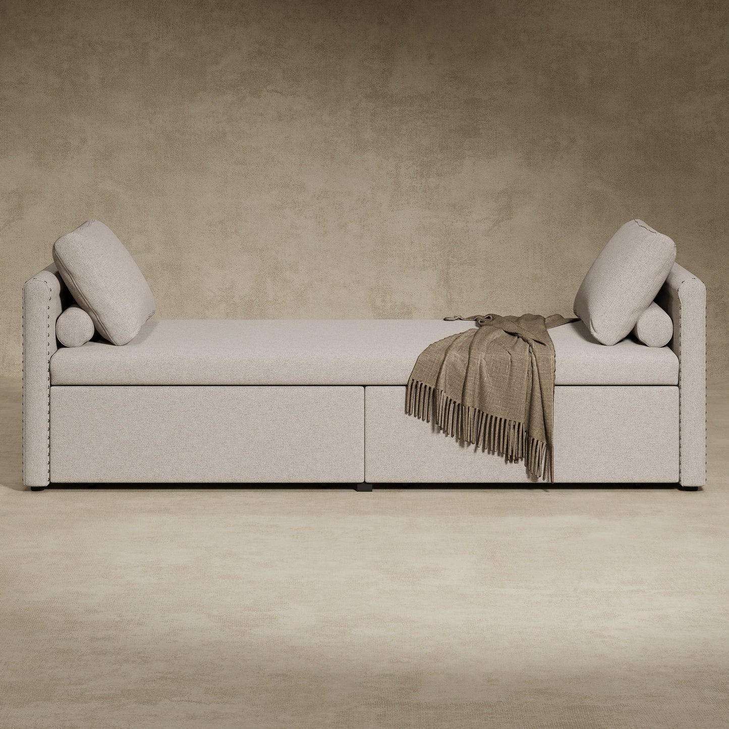 Upholstered Chaise Lounger Daybed with 2 Drawers by Harper&Bright Designs