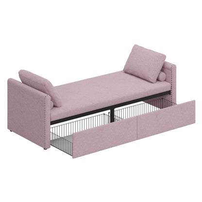 Upholstered Chaise Lounger Daybed with 2 Drawers by Harper&Bright Designs