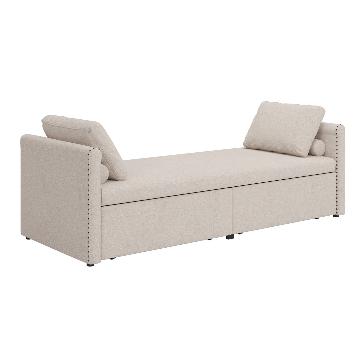 Upholstered Chaise Lounger Daybed with 2 Drawers by Harper&Bright Designs