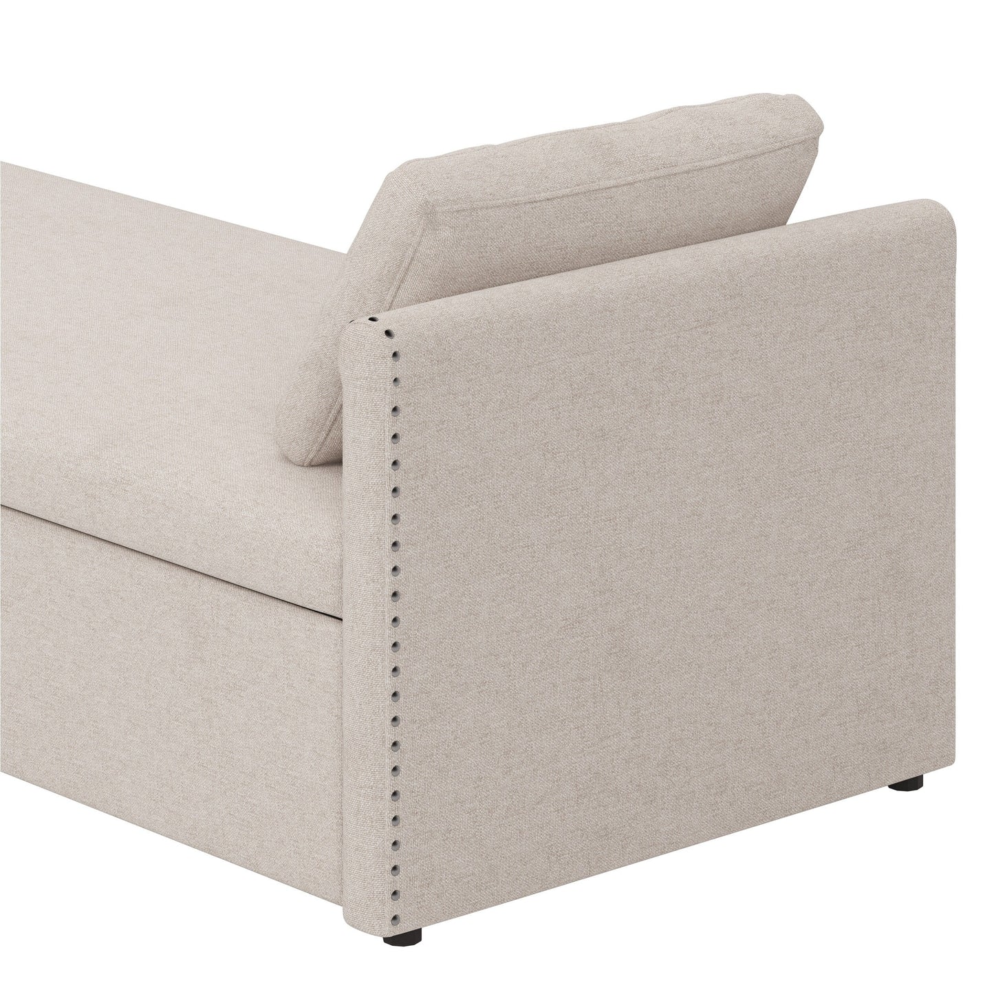 Upholstered Chaise Lounger Daybed with 2 Drawers by Harper&Bright Designs
