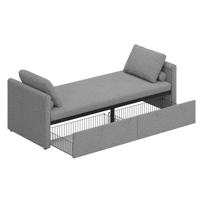 Upholstered Chaise Lounger Daybed with 2 Drawers by Harper&Bright Designs