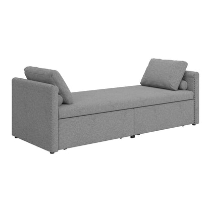 Upholstered Chaise Lounger Daybed with 2 Drawers by Harper&Bright Designs