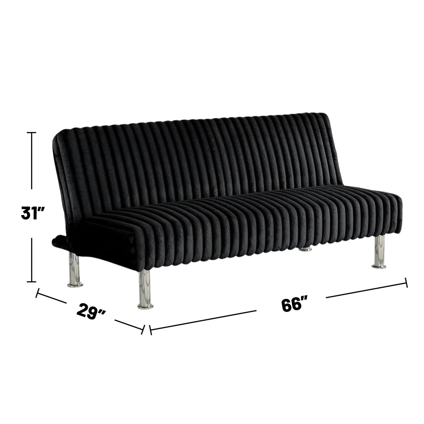 Upholstered Futon Sofa Bed with Metal Legs