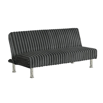 Upholstered Futon Sofa Bed with Metal Legs