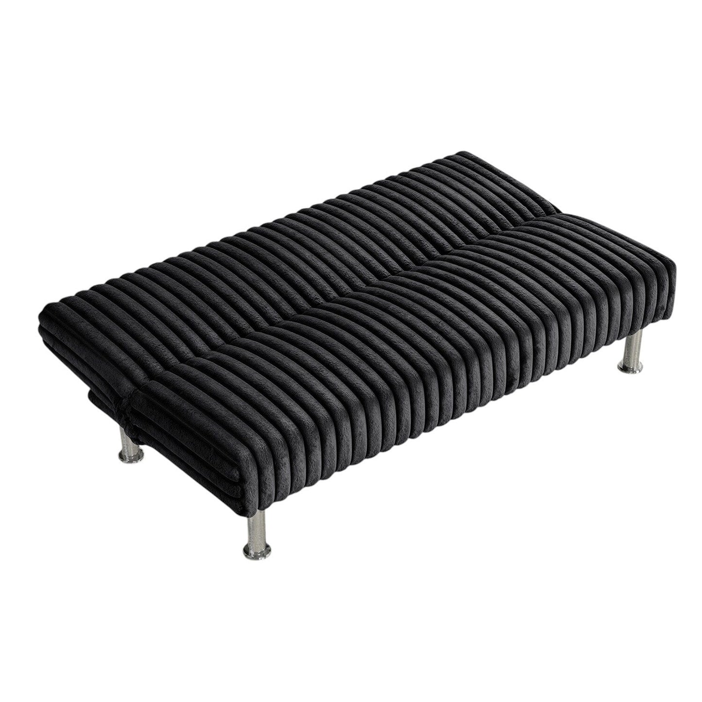 Upholstered Futon Sofa Bed with Metal Legs