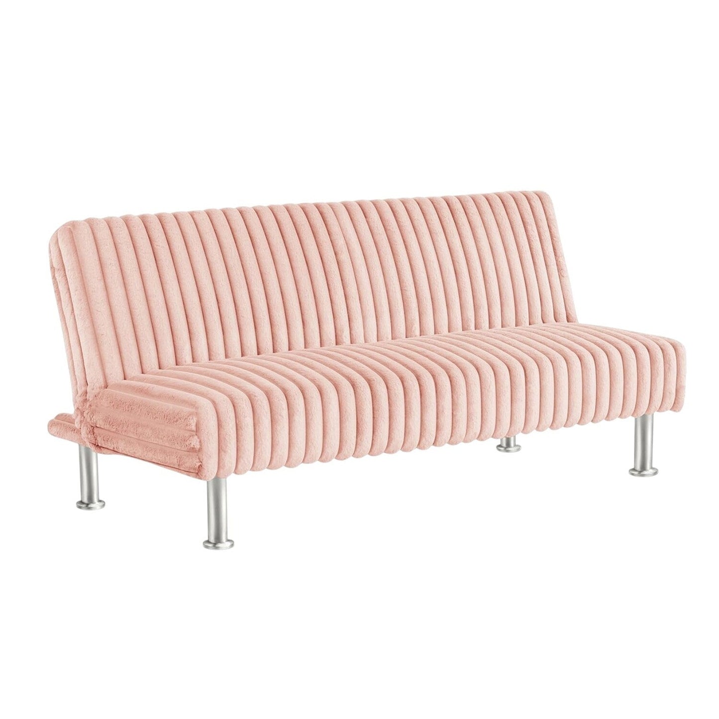 Upholstered Futon Sofa Bed with Metal Legs