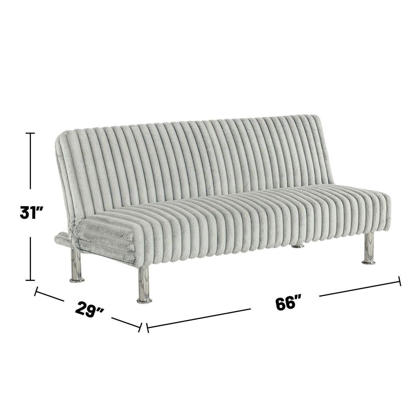 Upholstered Futon Sofa Bed with Metal Legs