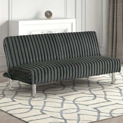 Upholstered Futon Sofa Bed with Metal Legs