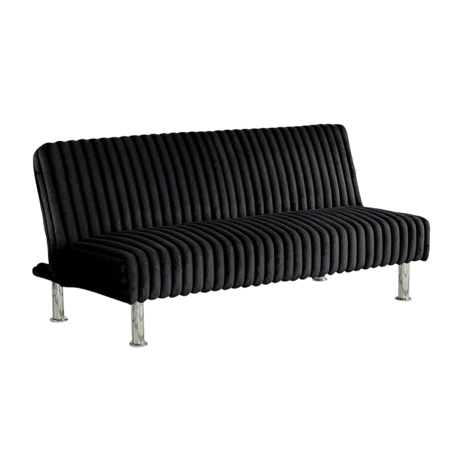 Upholstered Futon Sofa Bed with Metal Legs