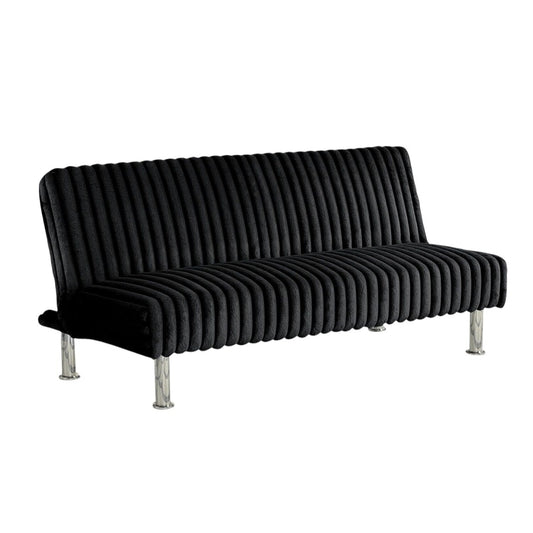 Upholstered Futon Sofa Bed with Metal Legs
