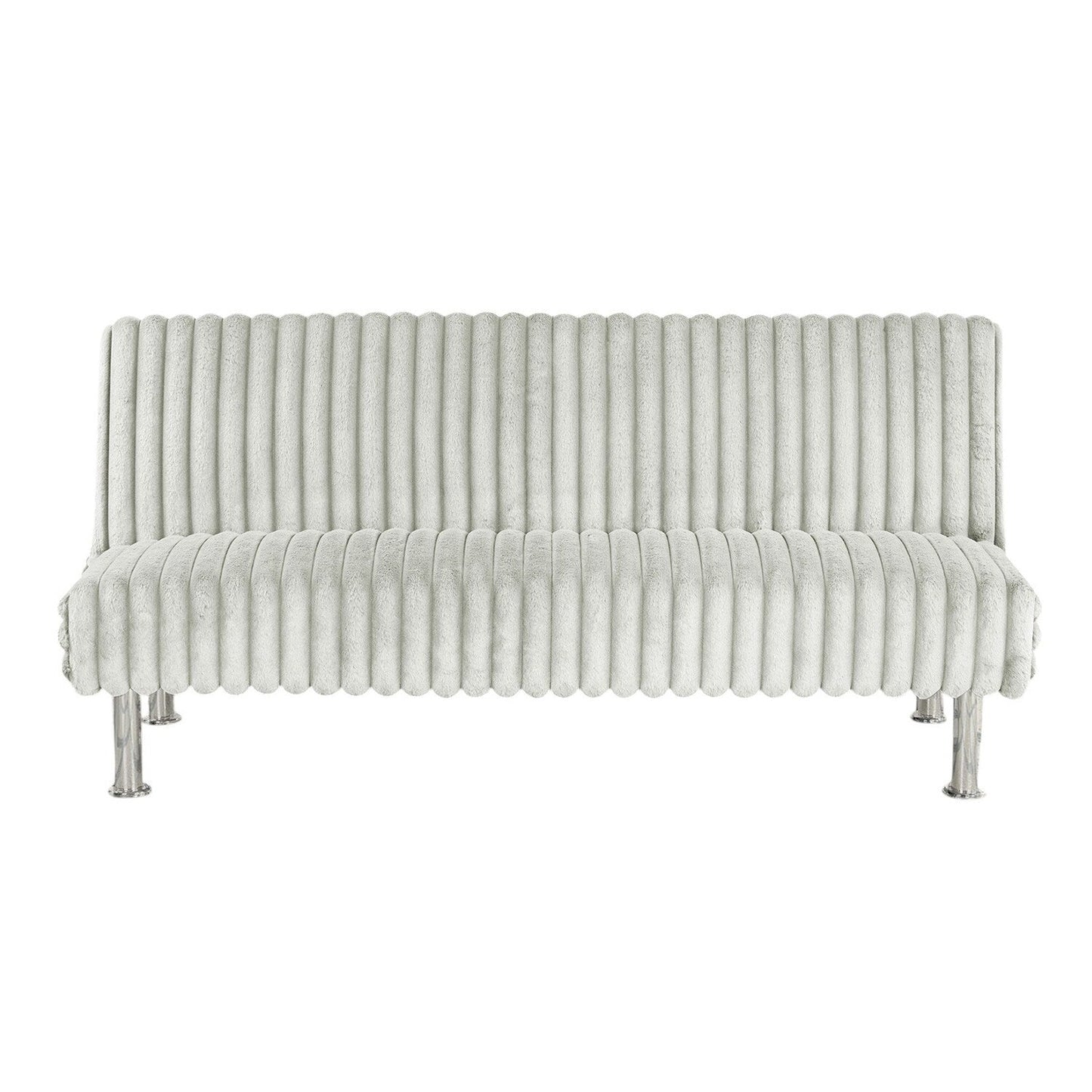 Upholstered Futon Sofa Bed with Metal Legs