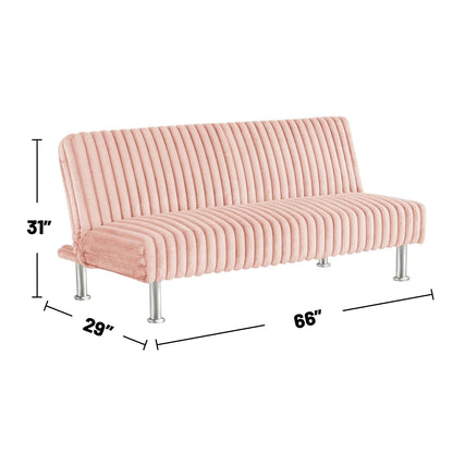 Upholstered Futon Sofa Bed with Metal Legs