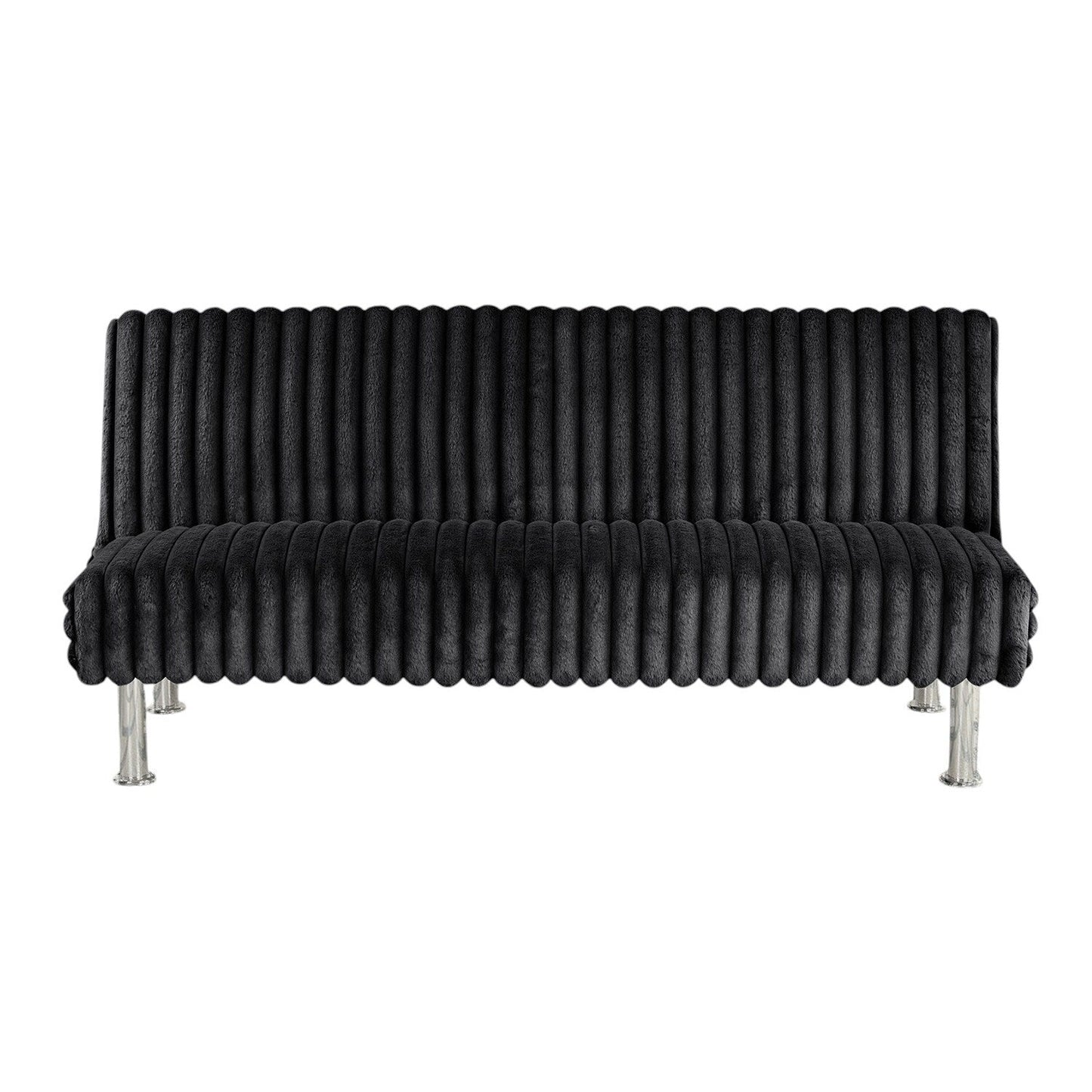 Upholstered Futon Sofa Bed with Metal Legs