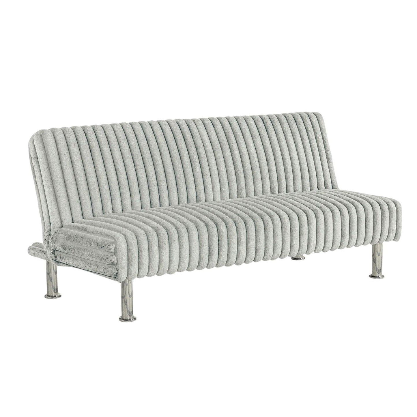 Upholstered Futon Sofa Bed with Metal Legs