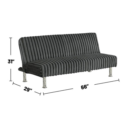Upholstered Futon Sofa Bed with Metal Legs