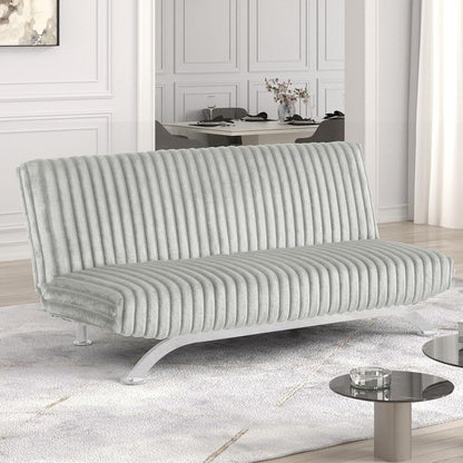 Upholstered Futon Sofa Bed with Vertical Tufting Backrest