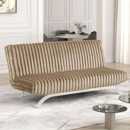 Upholstered Futon Sofa Bed with Vertical Tufting Backrest