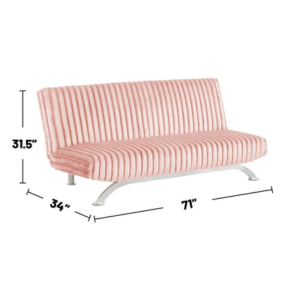 Upholstered Futon Sofa Bed with Vertical Tufting Backrest