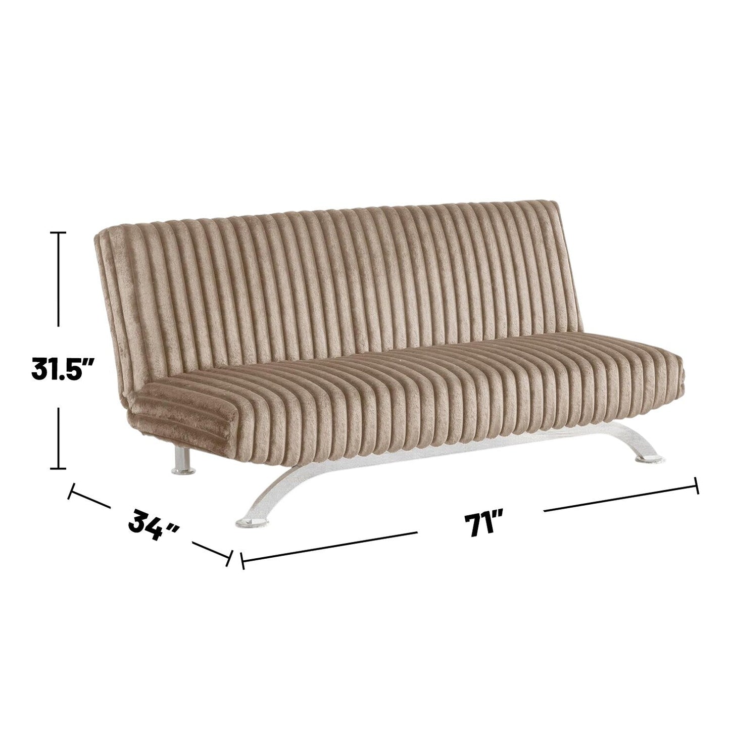 Upholstered Futon Sofa Bed with Vertical Tufting Backrest