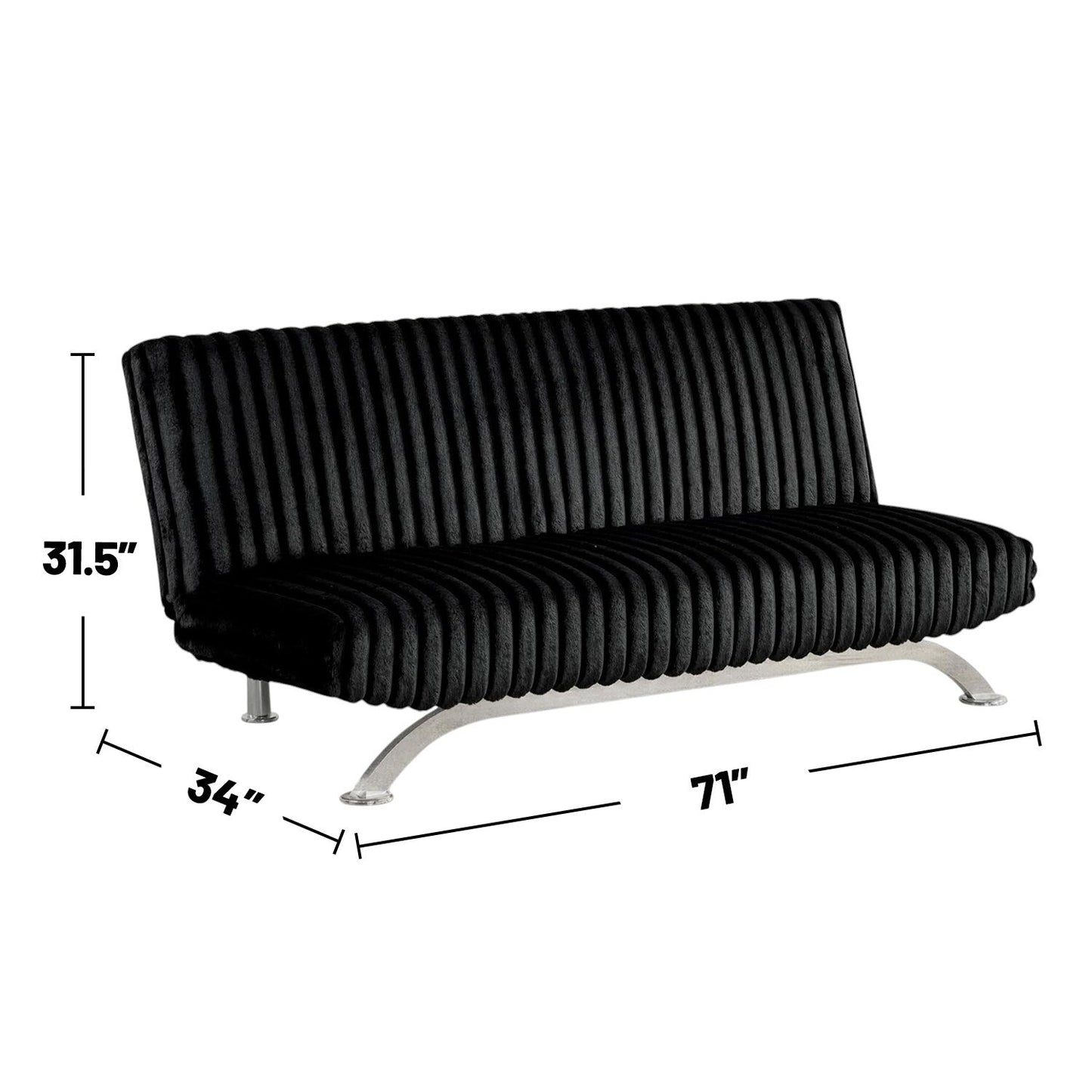 Upholstered Futon Sofa Bed with Vertical Tufting Backrest