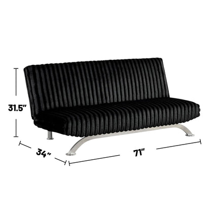 Upholstered Futon Sofa Bed with Vertical Tufting Backrest